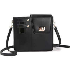 Stylish Black Women's Water Bottle Crossbody Bag with Adjustable Strap